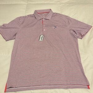 johnnie-O Red White and Blue Striped Golf Shirt
